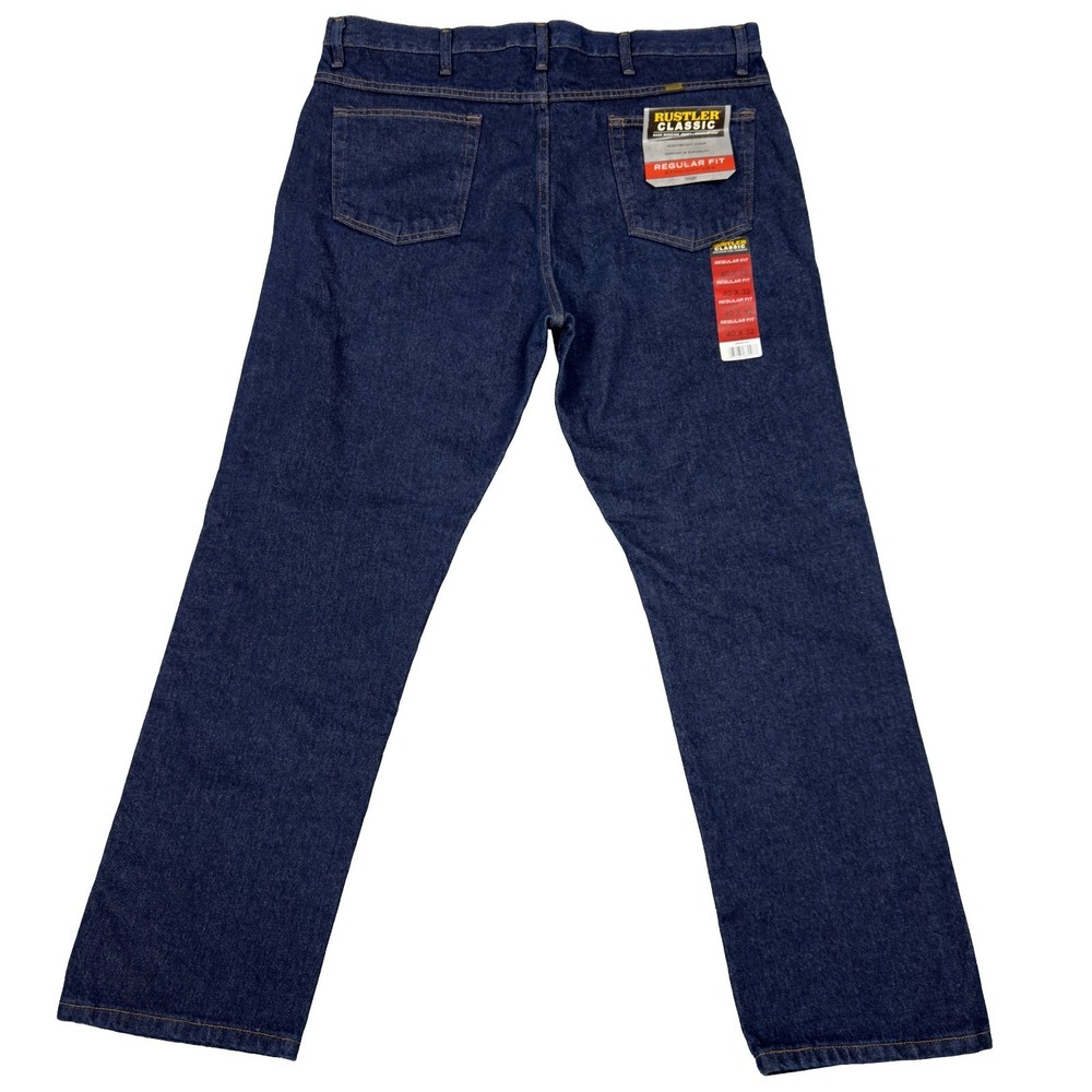 Rustler Jeans by Wrangler Men's 40x32 Regular Fit Straight Leg Blue Denim‎
